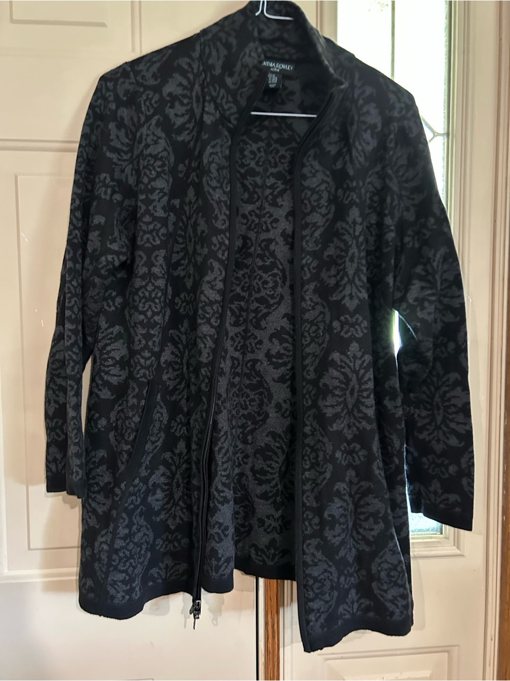 Cynthia Rowley Black Charcoal Jacquard Zip Jacket